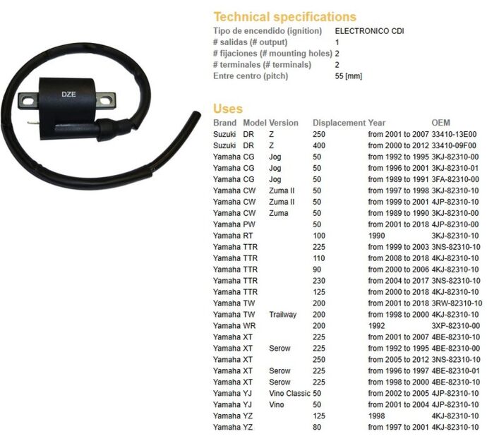 Cewka zapłonowa DZE 4048-01 Suzuki Yamaha